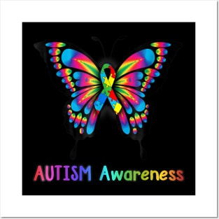 Colorful Butterfly Autism Awareness Posters and Art